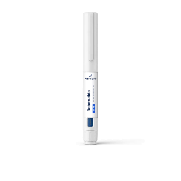 Retatrutide pre-filled pen with a Macropus Peptides label